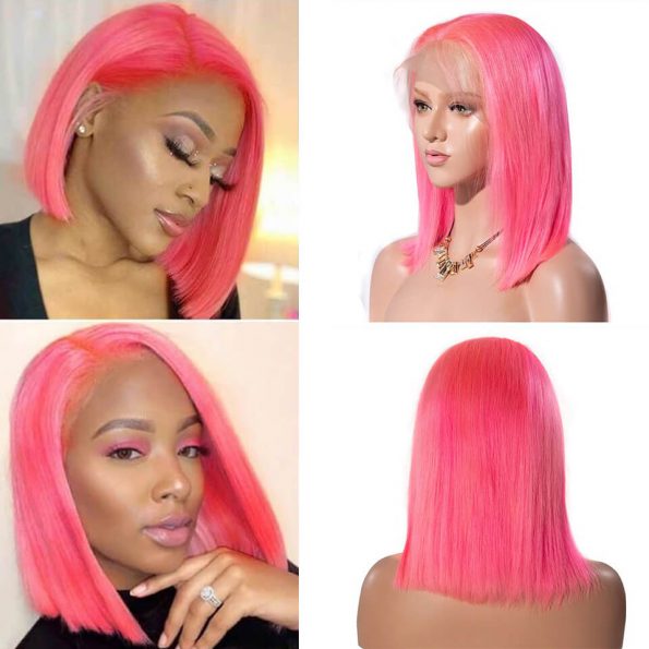 pink color bob wig