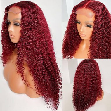 99J Burgundy Jerry Curly Wig 5x5 13x4 Lace Wig | Recool Hair