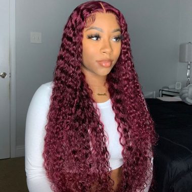 99J Burgundy Jerry Curly Wig 5x5 13x4 Lace Wig | Recool Hair