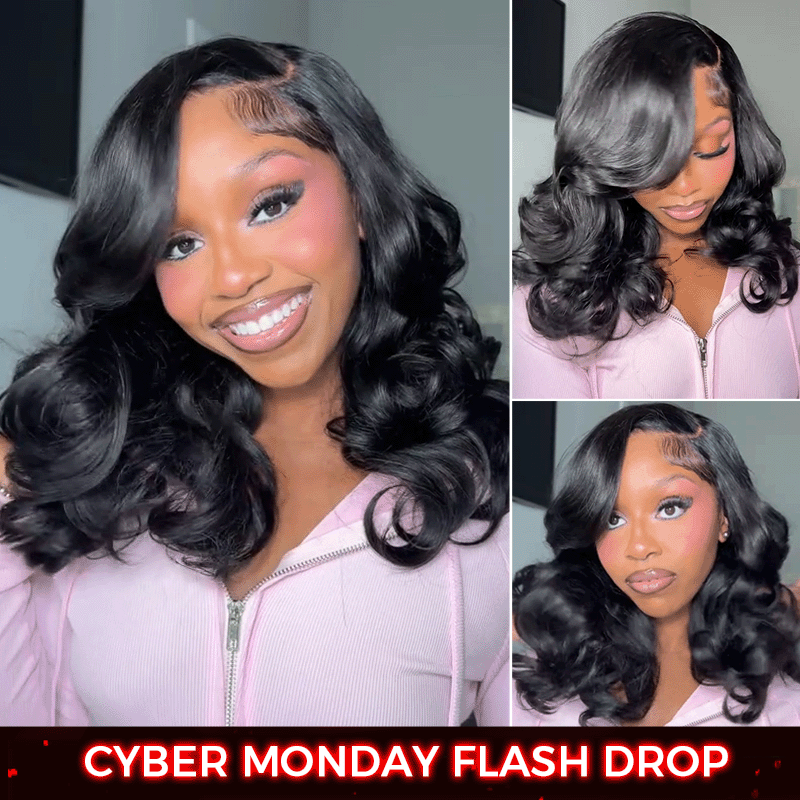 Loose Body Wave Layer Cut C-Side Part Human Hair Wig With Baby Hair Pull Go Glueless