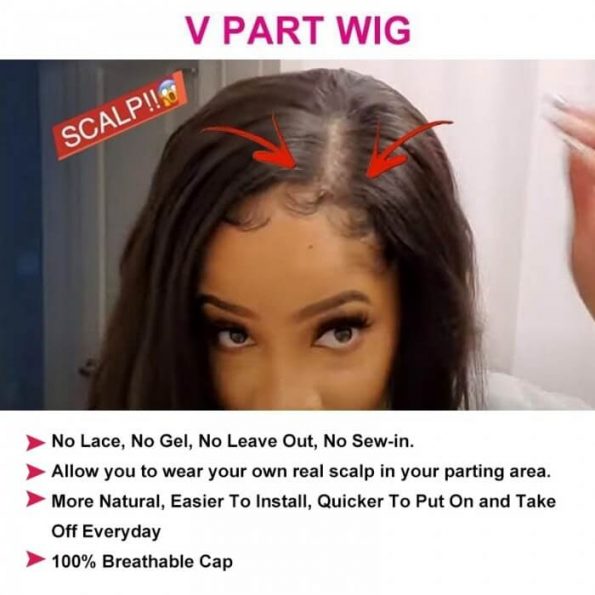 V part body wave wig