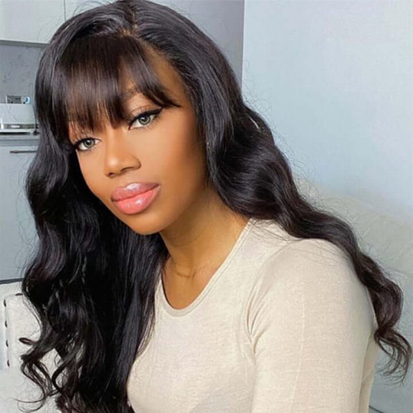 body wave wig with bang lace front wig human hair (1)