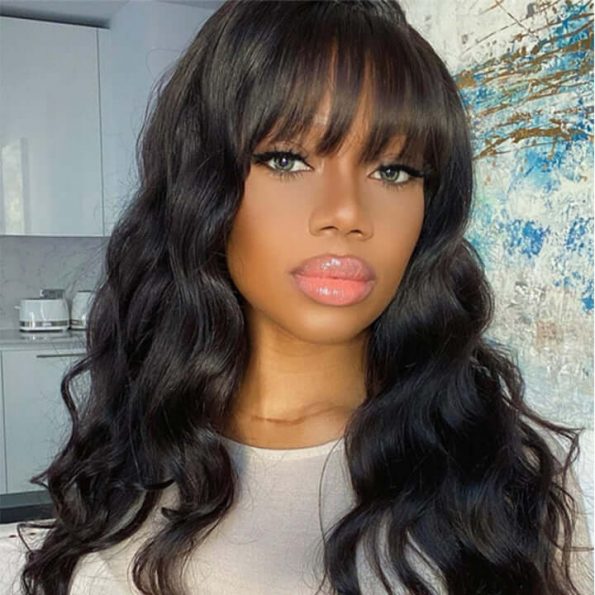 body wave wig with bang lace front wig human hair (5)