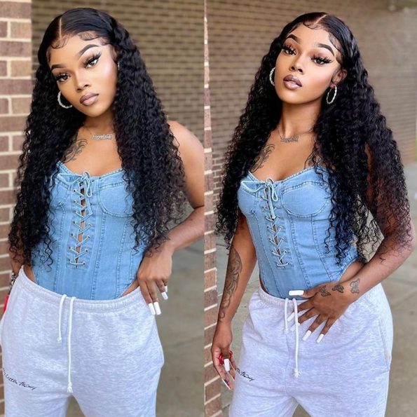 deep wave wigs lace front wig