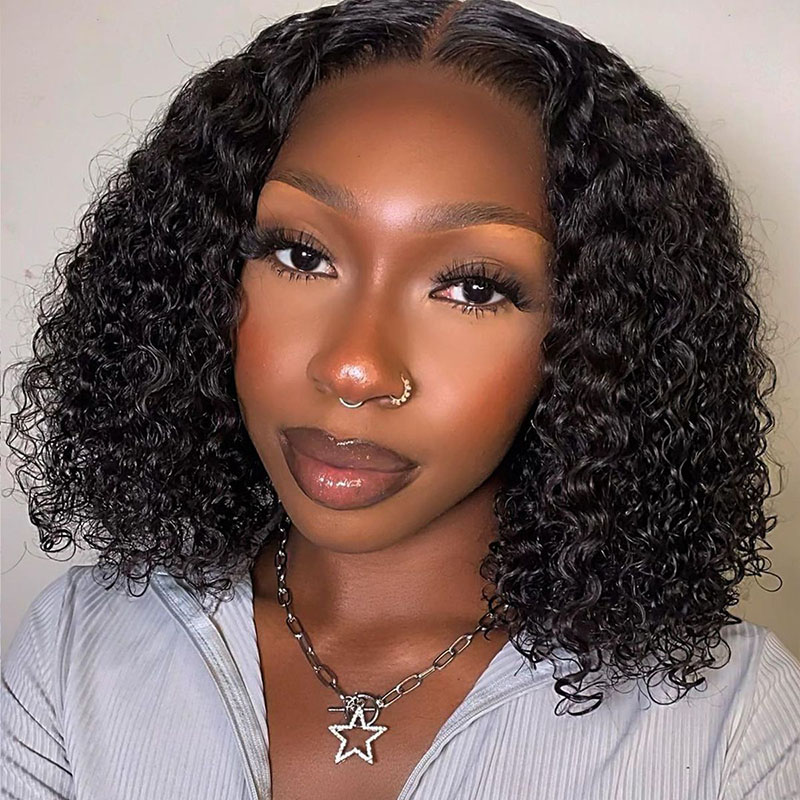 curly short glueless wig 5×5 lace