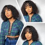 curly short wig with bangs