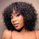 curly short wig with bangs