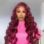 99J burgundy color human hair wig