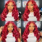 red color glueless human hair wig
