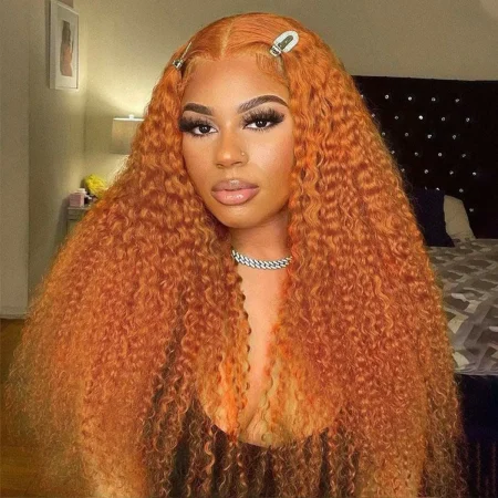 ginger color curly human hair wig