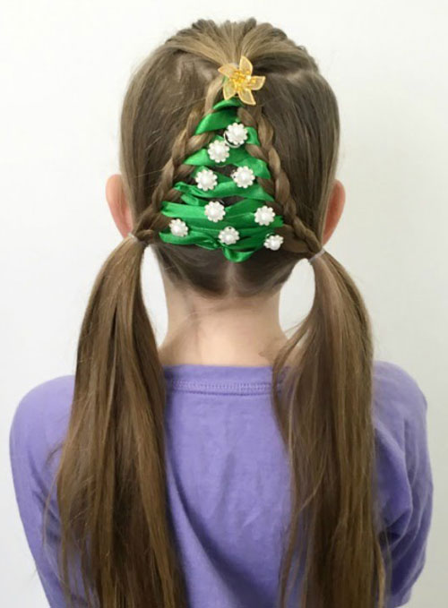 Ribbon-Christmas hairstyle