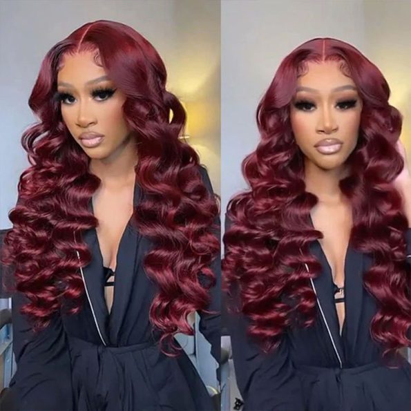 burgundy loose deep wave wig