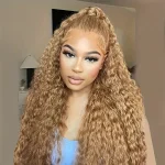 honey blonde human hair water wave wig (8)