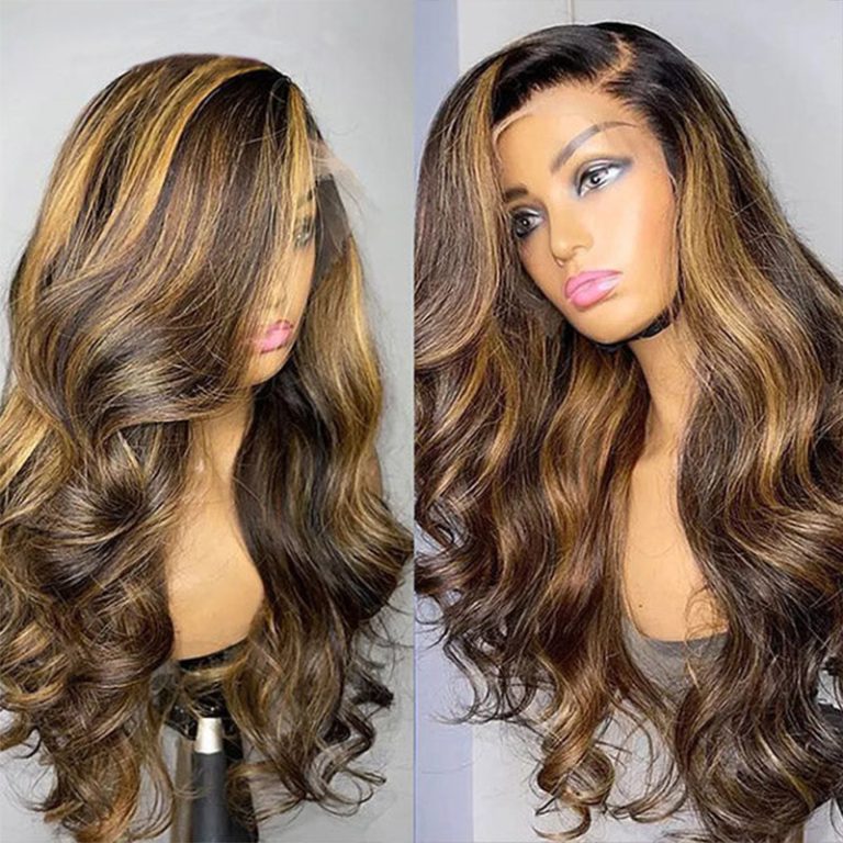 Double Drawn Ombre Highlight Bouncy Wave Wear Human Hair Bob Curly Wigs