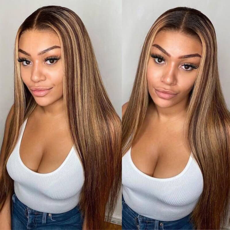 ombre highlight wig straight hair