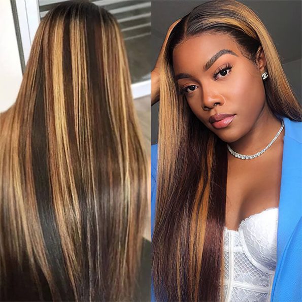 ombre highlight wig straight hair