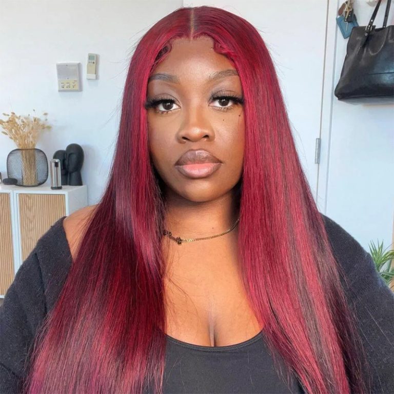 Red/Burgundy Highlight Straight HD Lace Wig | Recool Hair