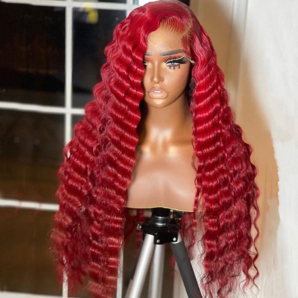 Red Color Loose Deep Wave Wig