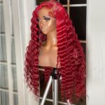 Red Color Loose Deep Wave Wig