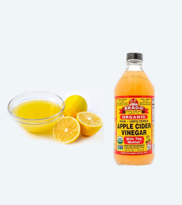 Spray your hair with the apple cider vinegar solution or lemon juice