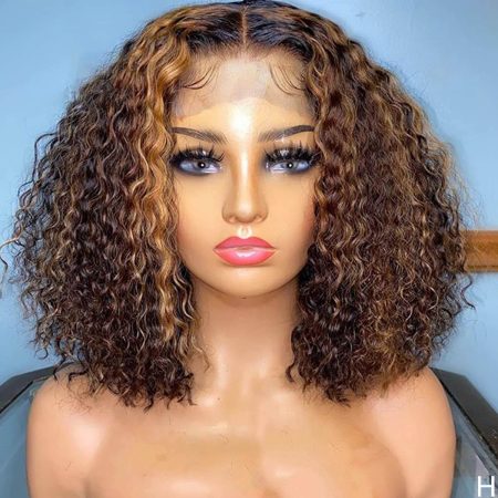highlight curly bob wig