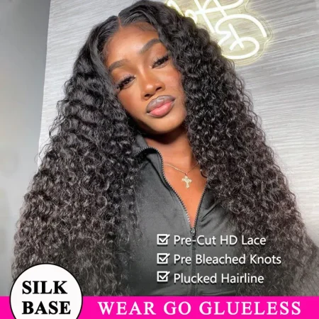 silk base glueless wig deep wave