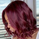 dark burgundy wavy wave short wig