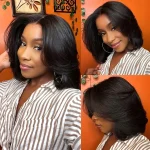 layered cut glueless short bob wig