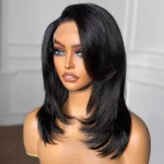 layered cut glueless short bob wig