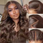 brown highlight human hair wig (2)