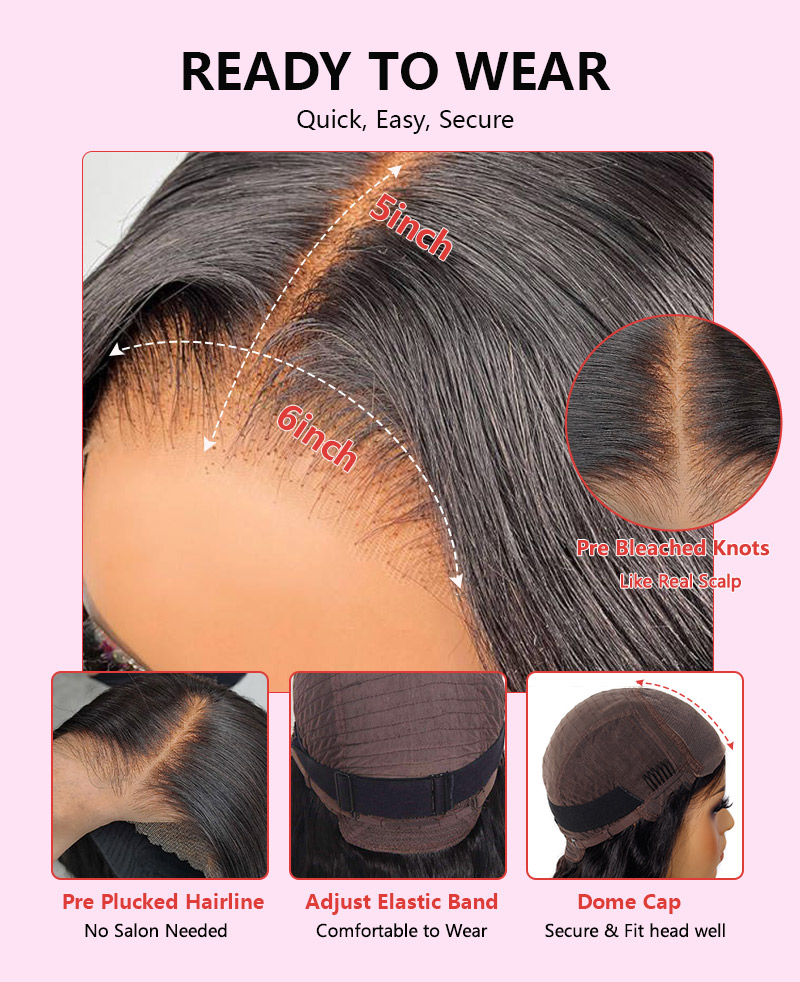 Wear & Go Wig Straight Hair Glueless Closure Wig| Recool Hair