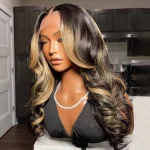 black with blonde highlight loose body wave wig (2)