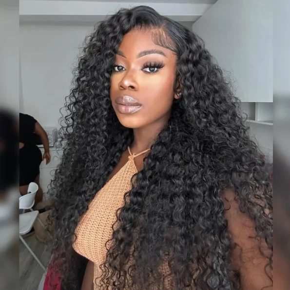 Recool Loose Deep Wave Glueless Lace Front Human Hair Wig Swiss HD Lace Wig  Brazilian Wear Go Pre Cut Lace Closure Wig