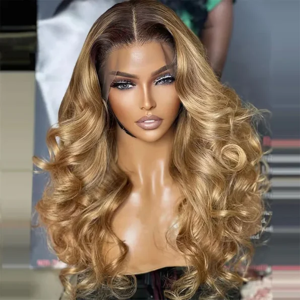 ombre color honey blonde glueless human hair wig