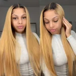 ombre color honey blonde glueless human hair wig (6)