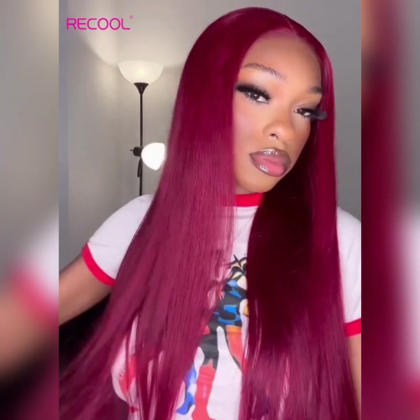 99J burgundy color human hair wig