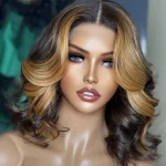 highlight brown with blonde loose body human hair wig (2)