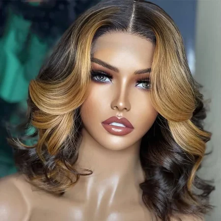 highlight brown with blonde loose body human hair wig