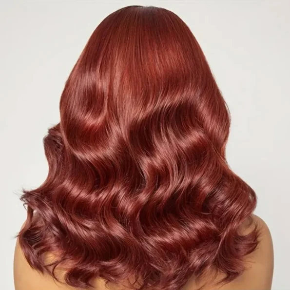 reddish brown color short loose wave wig