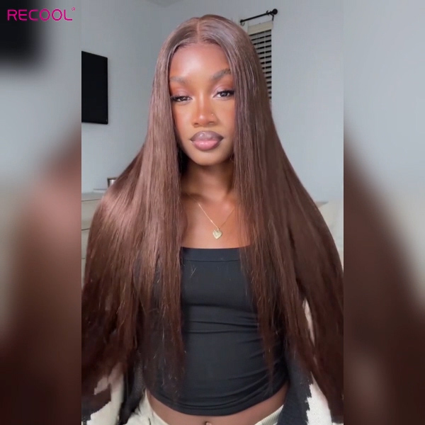 brown color body wave hair pre cut lace wig