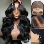 curtain bangs body wave glueless human hair wig (2)