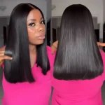 double drawn straight hair blunt cut wig (3)