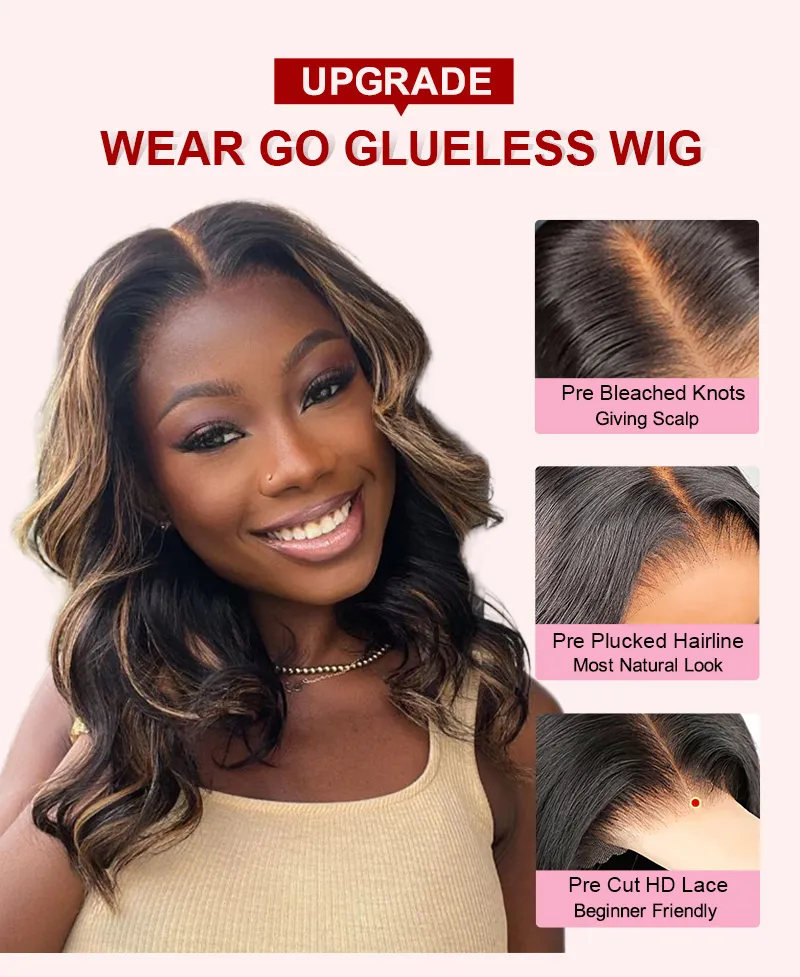 body wave human hair glueless wig