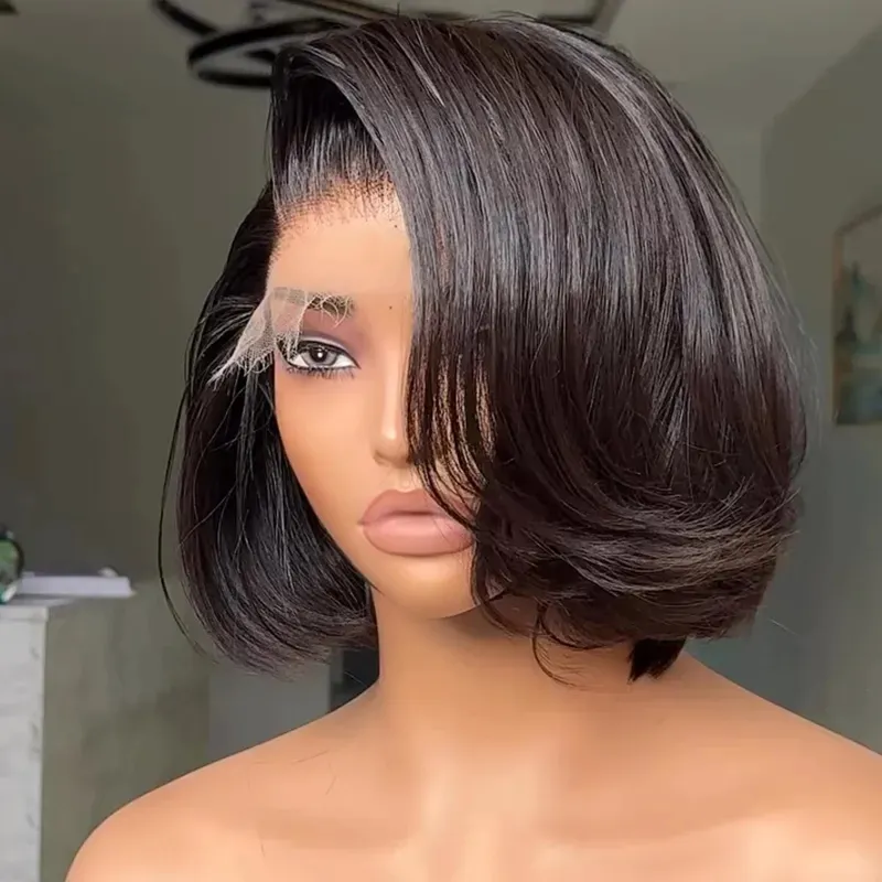 Limited Design | Layered Cut Glueless 6x5 Closure Lace Bob Wig Side Part Wear & Go 200% Density