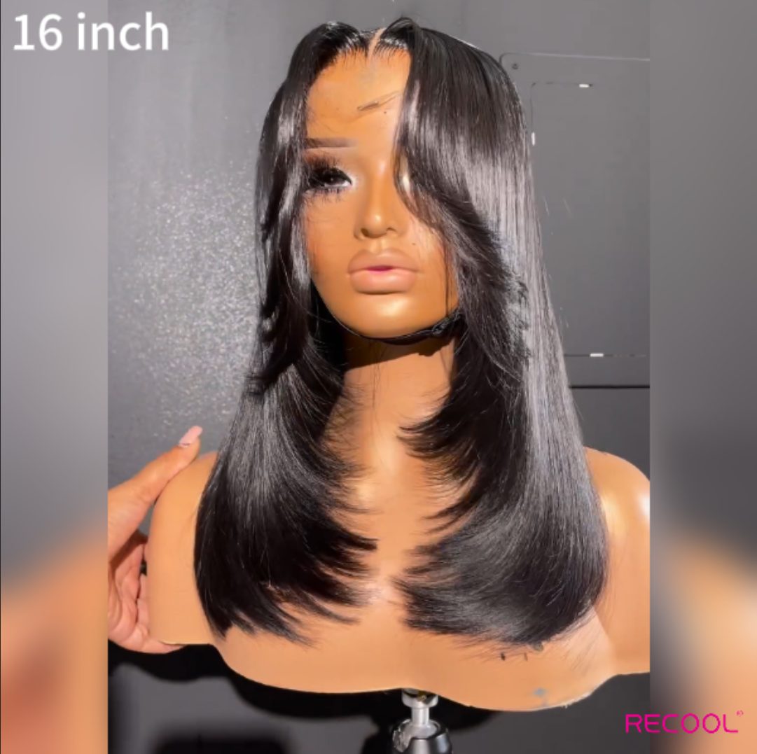 layered cut glueless short bob wig