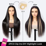 2pcs blonde clip ins