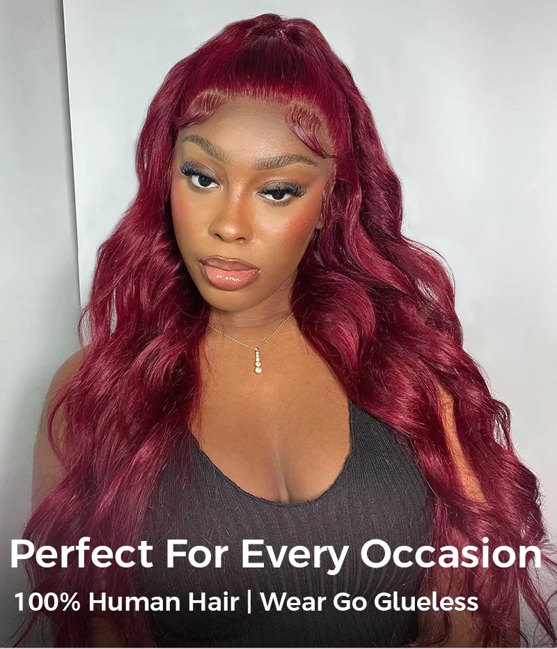 99J Burgundy human hair wig description 1