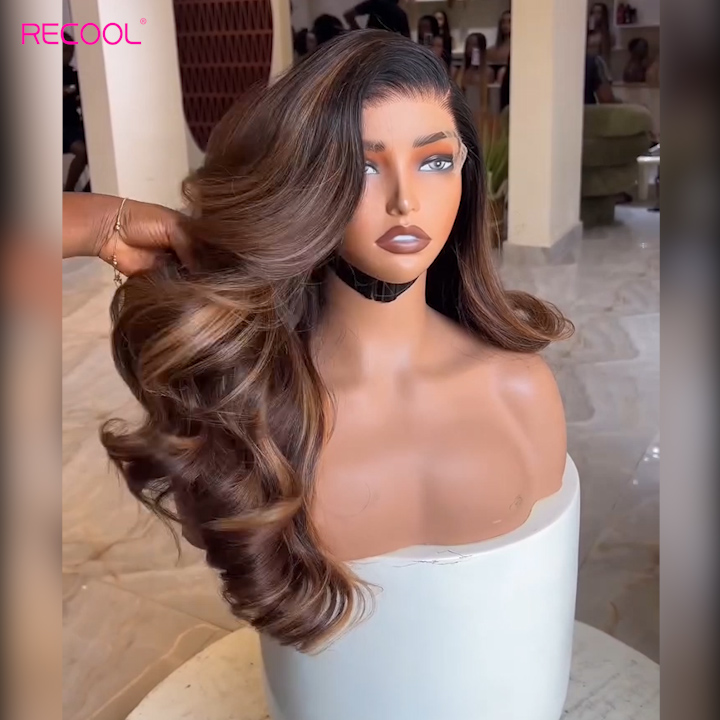 brown highlight human hair wig (2)
