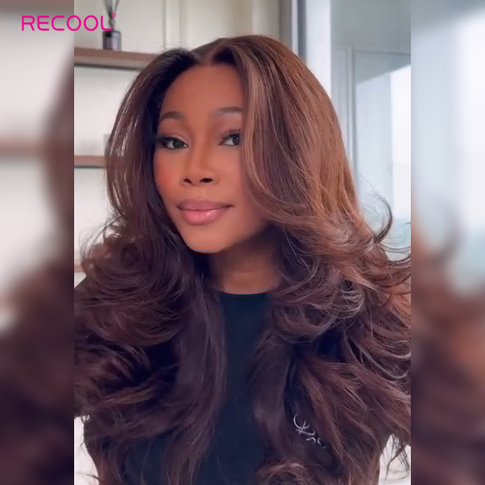 Brown color loose layer lace wig (2)