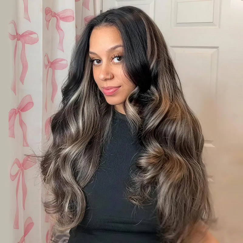 balayage highlight body wave wig